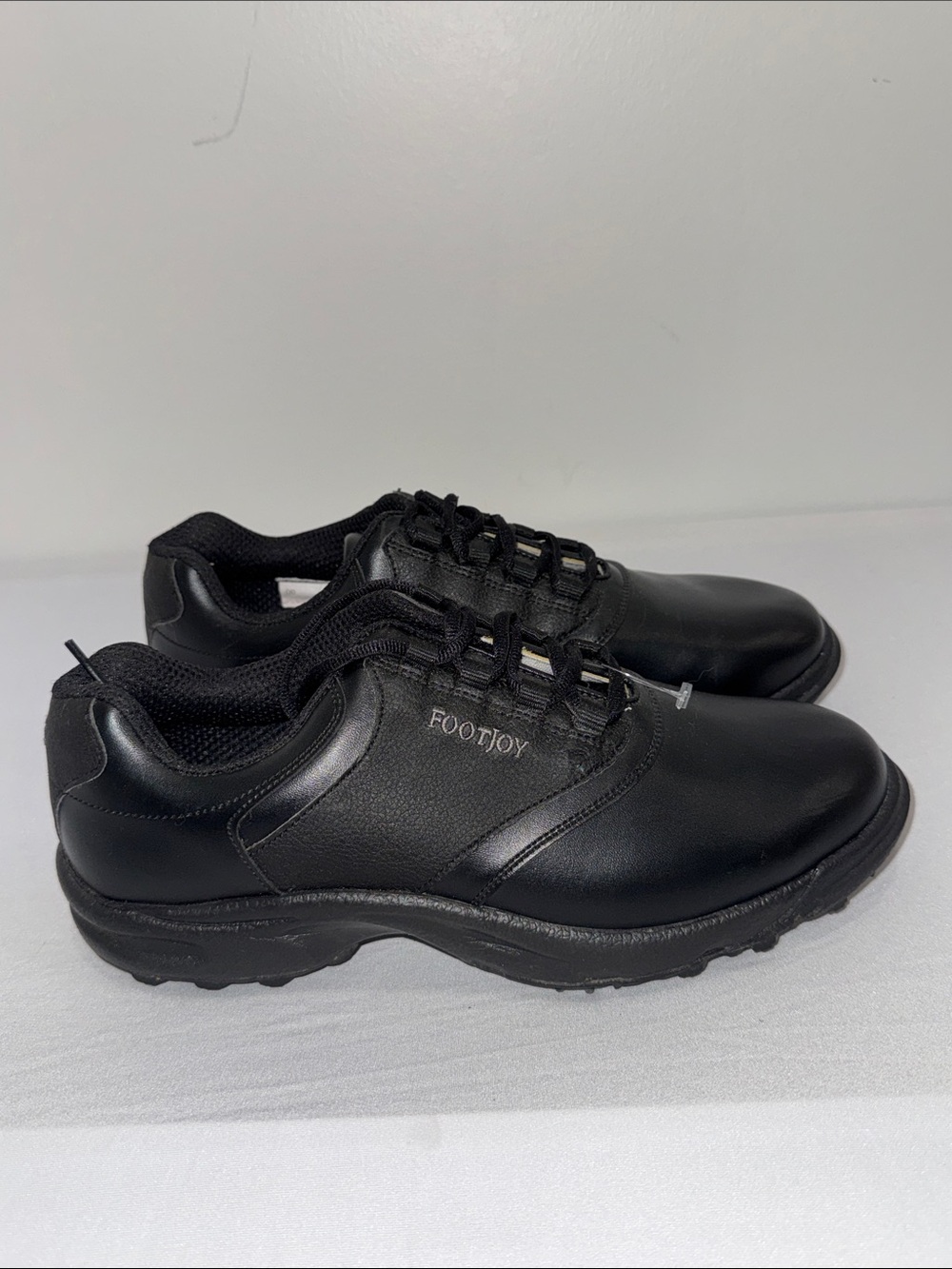 Men’s FootJoy Black Leather Golf Shoes Softspikes Cleats Size 10 Wide